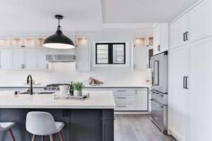 all-white cabinets inside a kitchen
